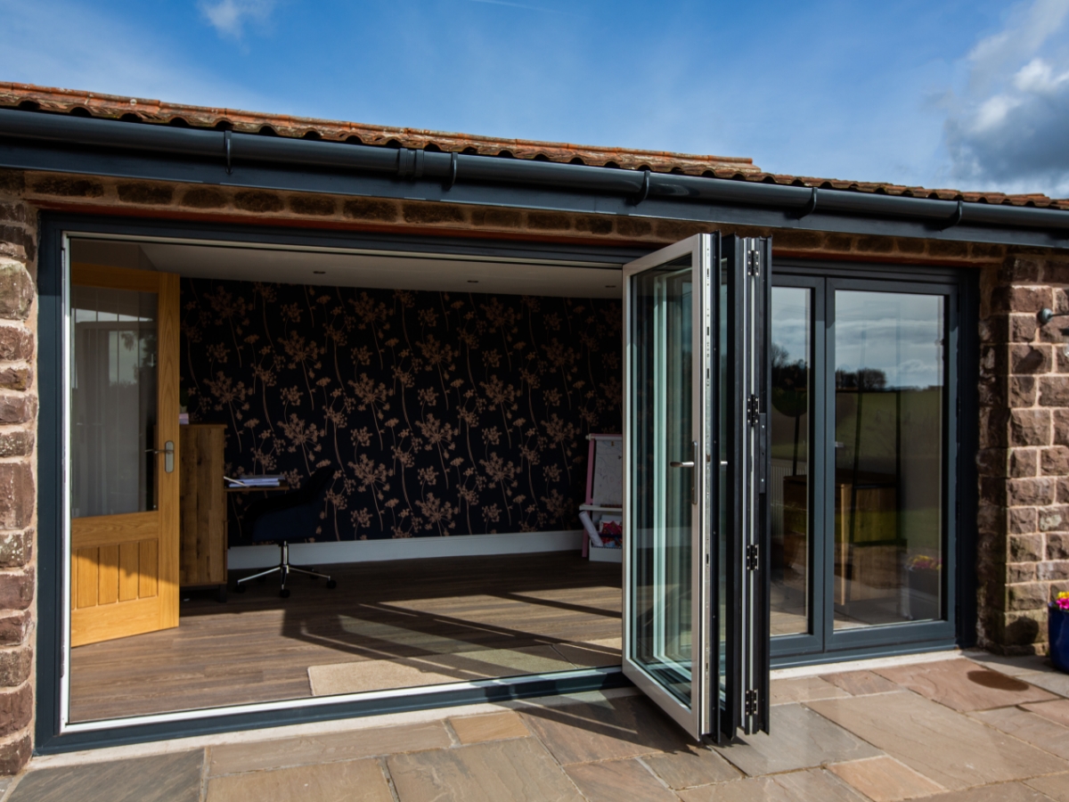 bifold doors in the open position
